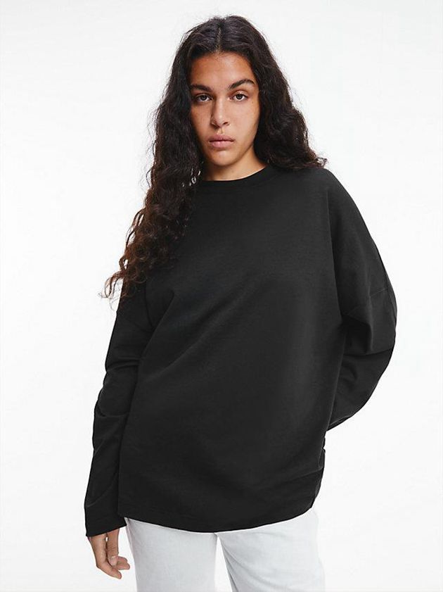 Black Calvin Klein Unisex Relaxed Long-Sleeve - CK Standards Women T-Shirt | JPIO-43057