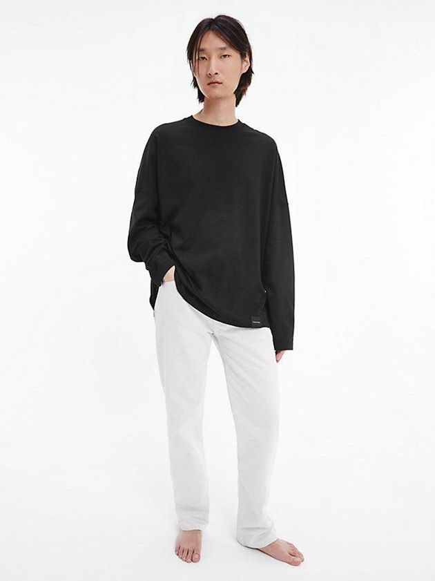 Black Calvin Klein Unisex Relaxed Long-Sleeve - CK Standards Women T-Shirt | JPIO-43057