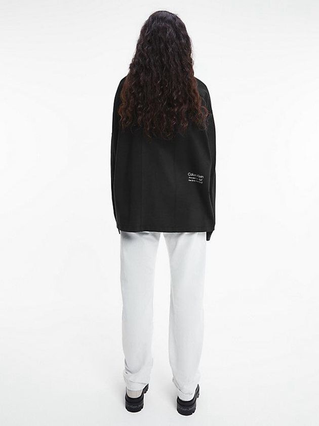 Black Calvin Klein Unisex Relaxed Long-Sleeve - CK Standards Women T-Shirt | JPIO-43057