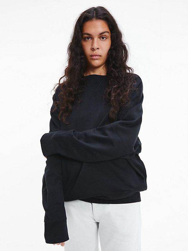 Black Calvin Klein Unisex Relaxed - CK Standards Men Sweatshirt | HXQO-70985