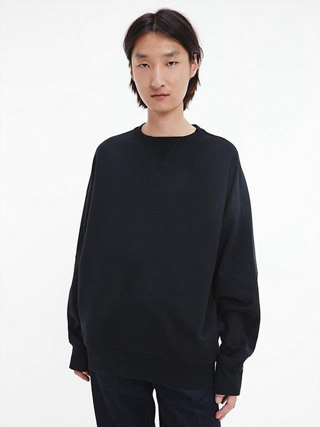 Black Calvin Klein Unisex Relaxed - CK Standards Men Sweatshirt | HXQO-70985