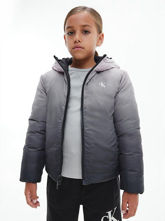 Black Calvin Klein Unisex Reversible Logo Puffer Girls's Jacket | NFAB-90785