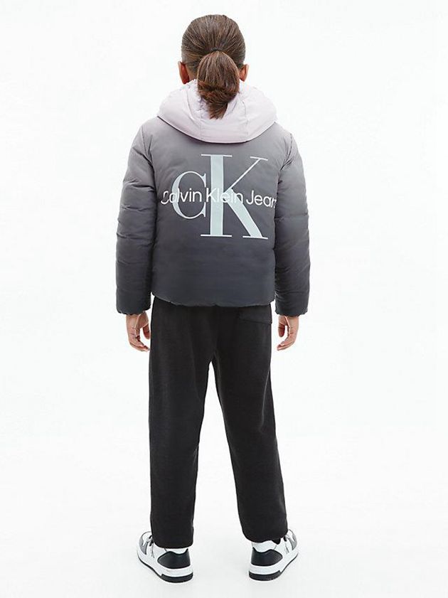 Black Calvin Klein Unisex Reversible Logo Puffer Girls's Jacket | NFAB-90785