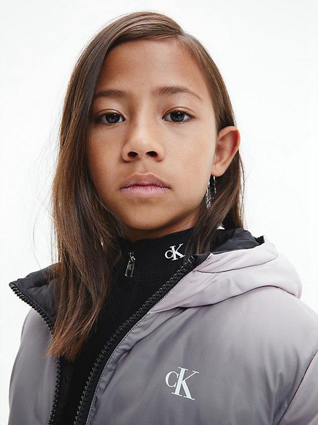 Black Calvin Klein Unisex Reversible Logo Puffer Girls's Jacket | NFAB-90785