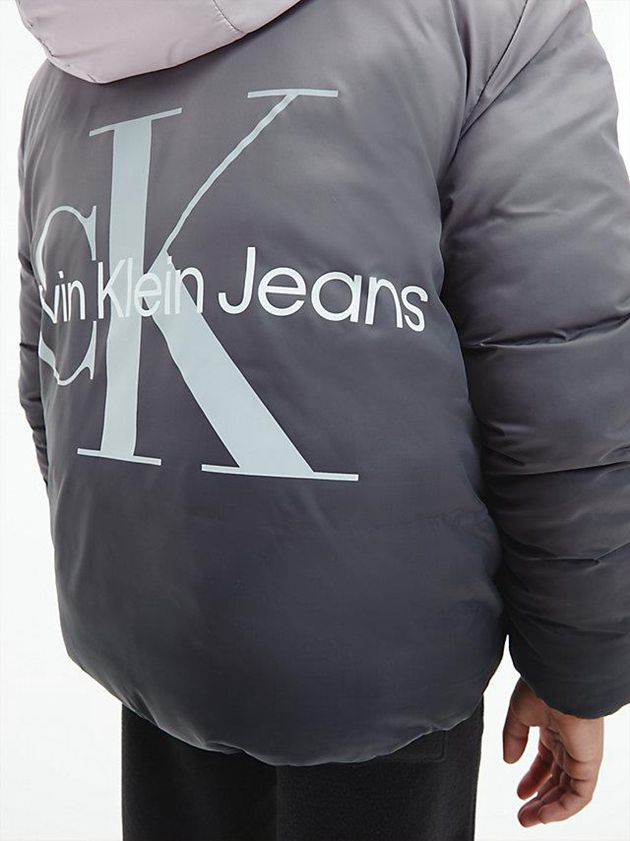 Black Calvin Klein Unisex Reversible Logo Puffer Girls's Jacket | NFAB-90785