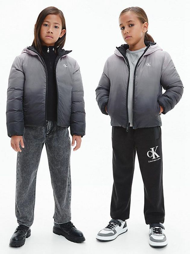Black Calvin Klein Unisex Reversible Logo Puffer Girls\'s Jacket | NFAB-90785