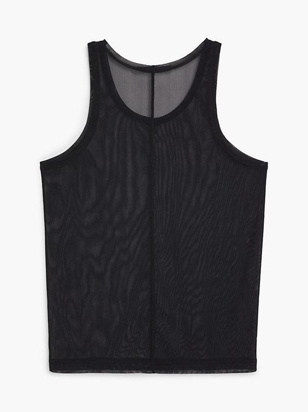 Black Calvin Klein Unisex Slim Mesh Tank Women Top | LHXD-76395