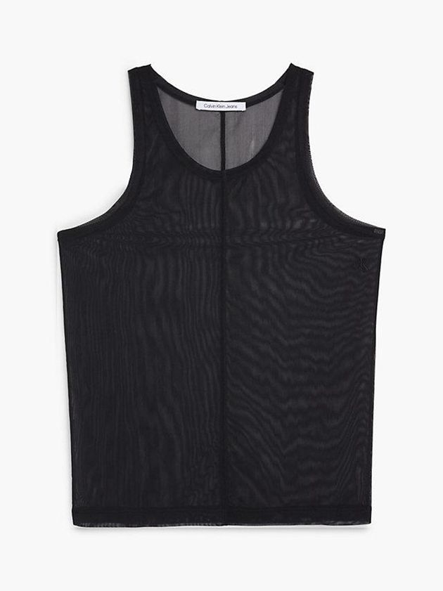 Black Calvin Klein Unisex Slim Mesh Tank Women Top | LHXD-76395