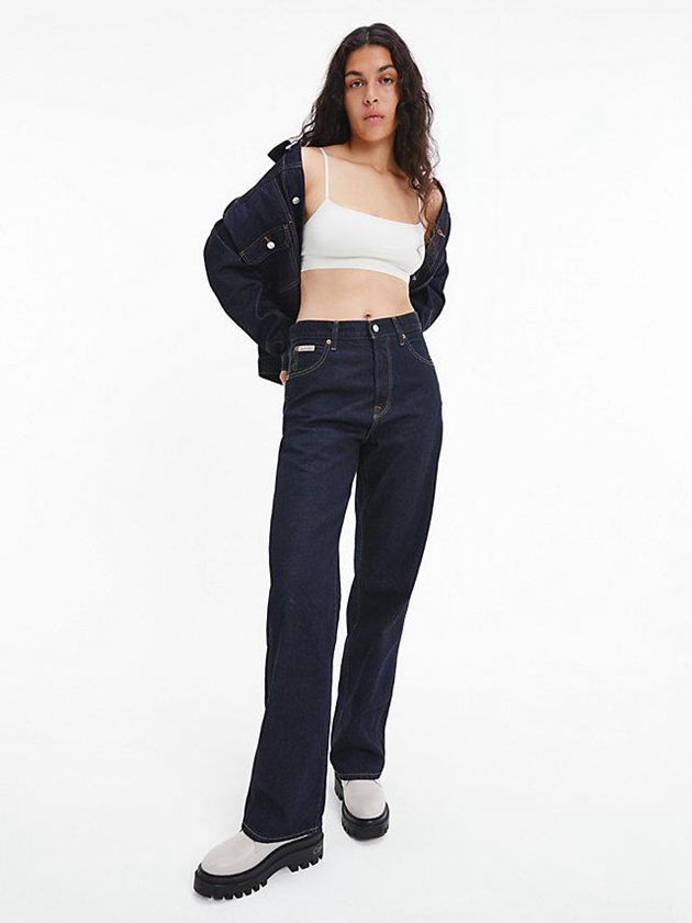 Black Calvin Klein Unisex Straight - CK Standards Women Jeans | RKSL-14903
