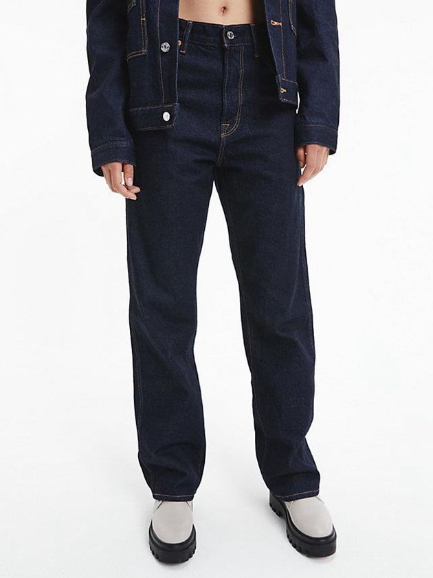 Black Calvin Klein Unisex Straight - CK Standards Women Jeans | RKSL-14903