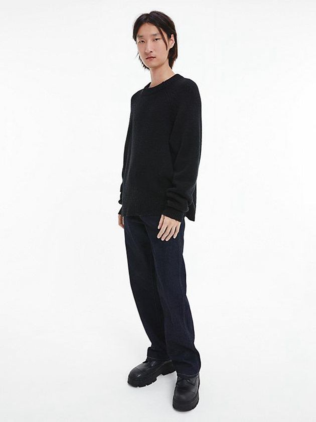 Black Calvin Klein Unisex Wool Blend Jumper - CK Standards Men Sweater | YKEV-79085