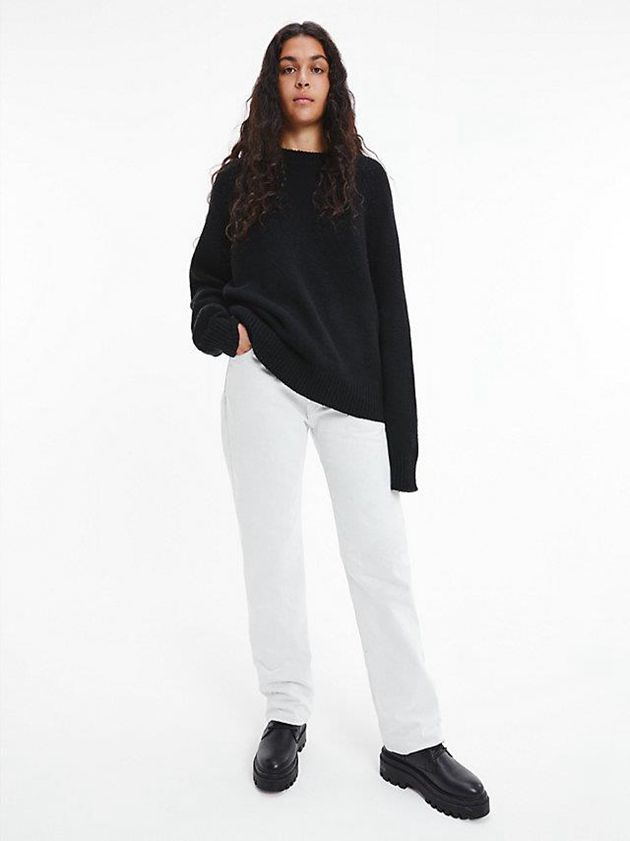 Black Calvin Klein Unisex Wool Blend Jumper - CK Standards Men Sweater | YKEV-79085