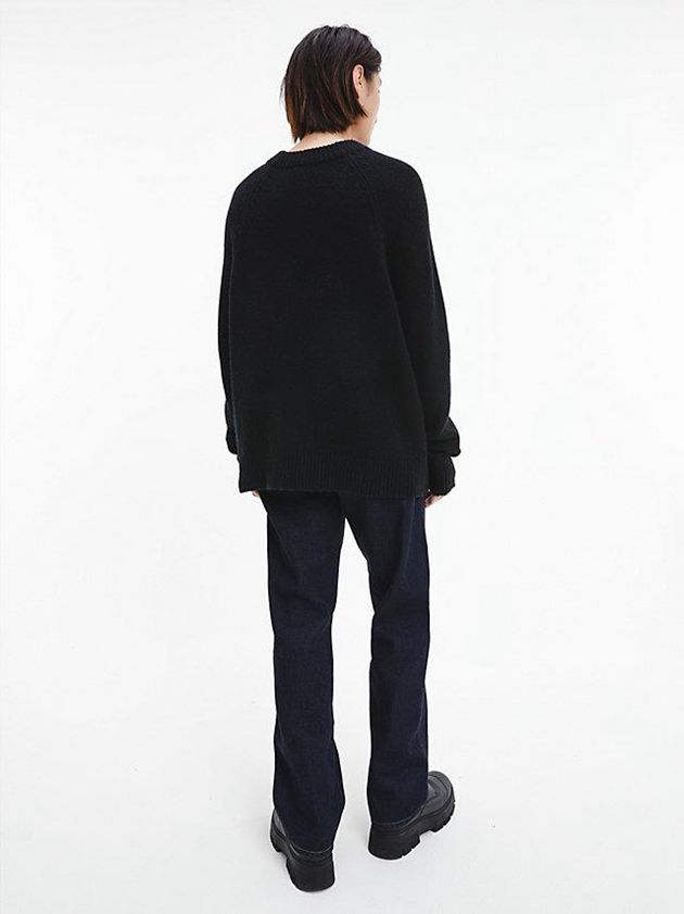 Black Calvin Klein Unisex Wool Blend Jumper - CK Standards Men Sweater | YKEV-79085