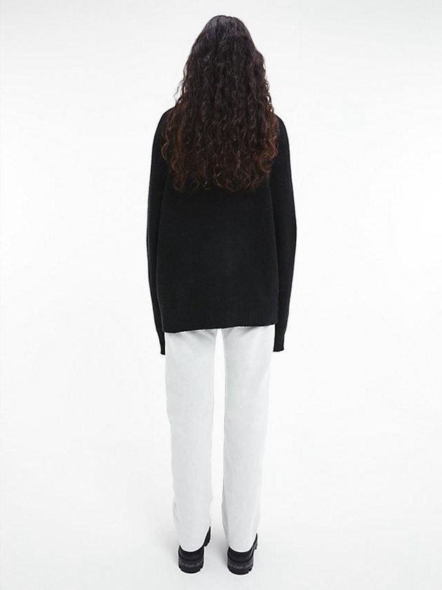 Black Calvin Klein Unisex Wool Blend Jumper - CK Standards Men Sweater | YKEV-79085