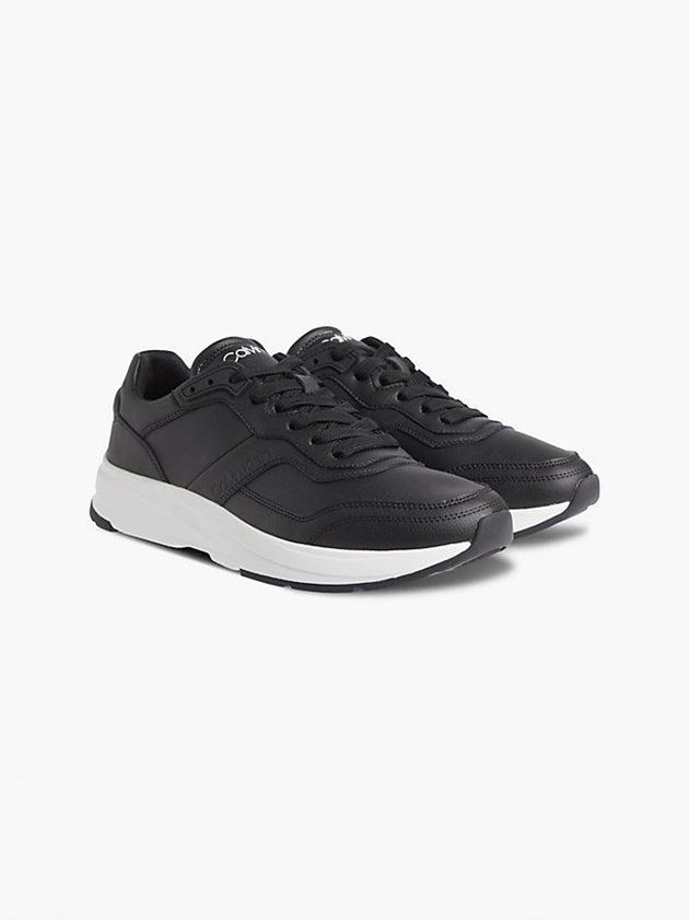 Black Calvin Klein Vegan Leather Men Sneakers | UGQT-48921