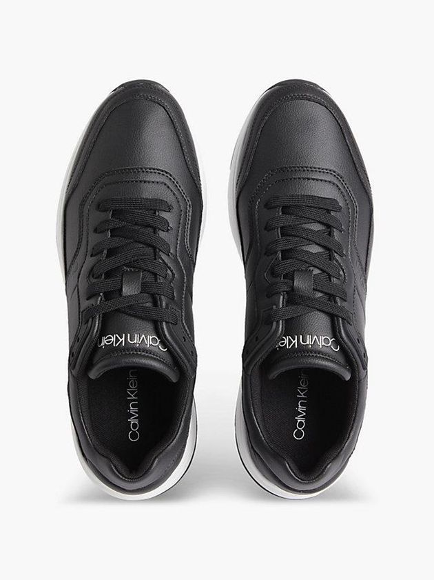 Black Calvin Klein Vegan Leather Men Sneakers | UGQT-48921