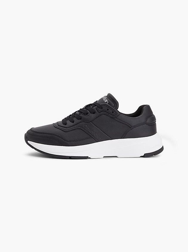 Black Calvin Klein Vegan Leather Men Sneakers | UGQT-48921