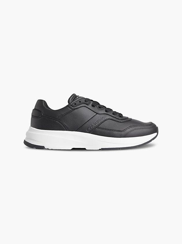 Black Calvin Klein Vegan Leather Men Sneakers | UGQT-48921