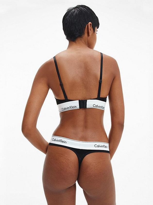 Black Calvin Klein Velvet Triangle - Modern Cotton Women Bra | SMHP-98562