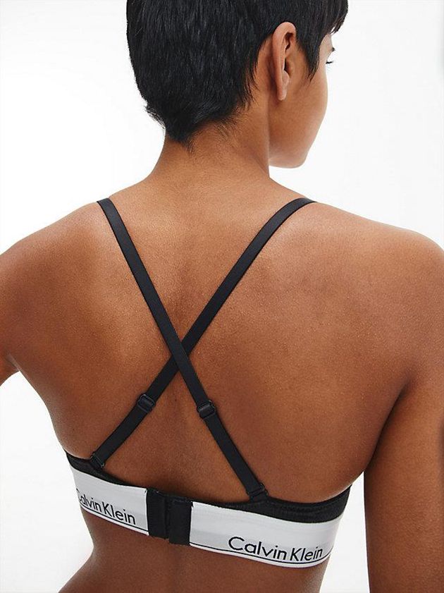 Black Calvin Klein Velvet Triangle - Modern Cotton Women Bra | SMHP-98562