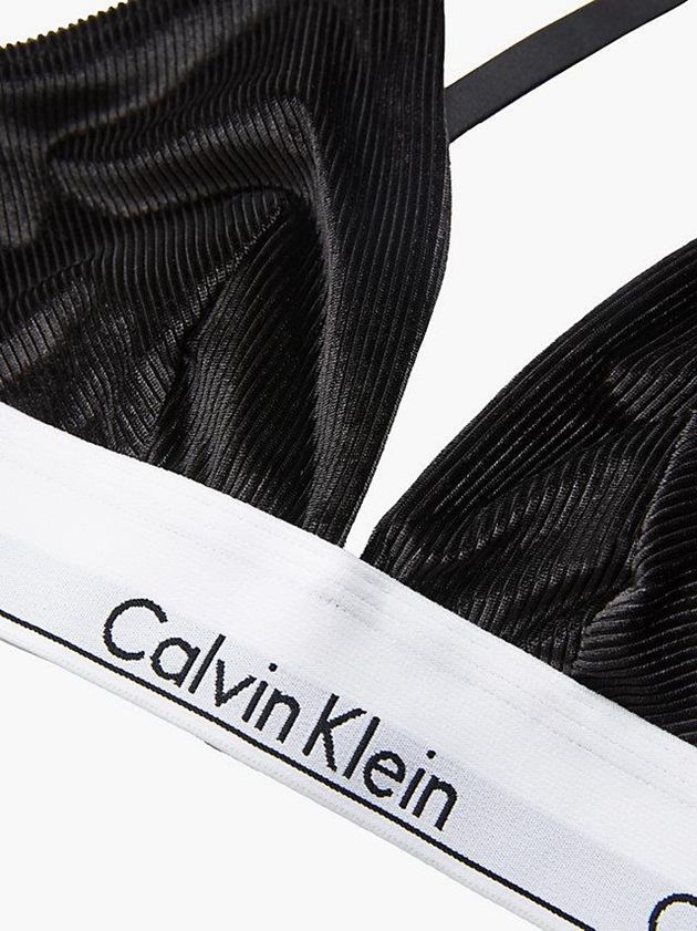 Black Calvin Klein Velvet Triangle - Modern Cotton Women Bra | SMHP-98562