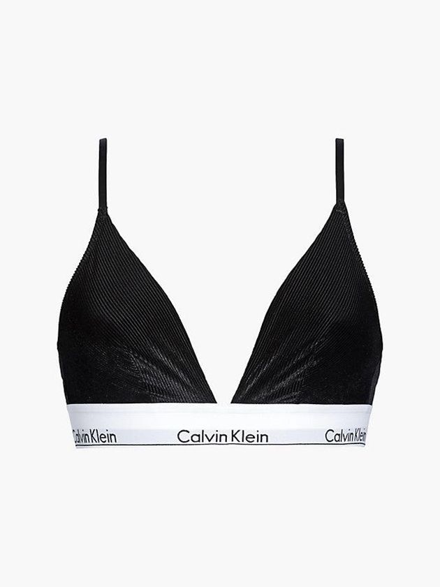Black Calvin Klein Velvet Triangle - Modern Cotton Women Bra | SMHP-98562