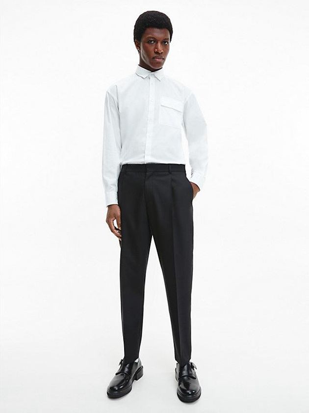 Black Calvin Klein Virgin Wool Evening Men Pants | DQWH-75296