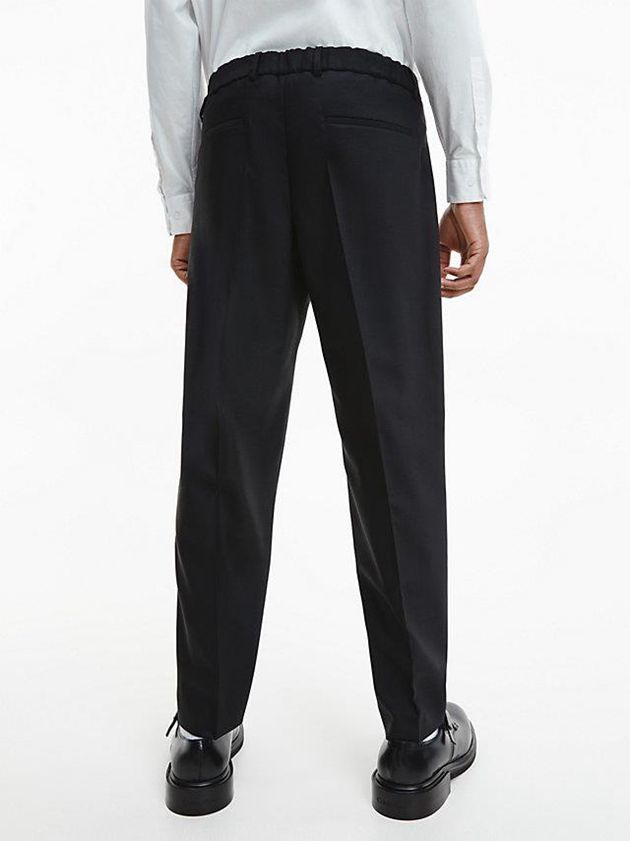 Black Calvin Klein Virgin Wool Evening Men Pants | DQWH-75296