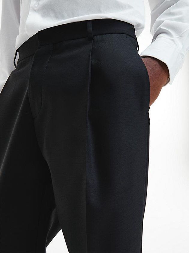 Black Calvin Klein Virgin Wool Evening Men Pants | DQWH-75296