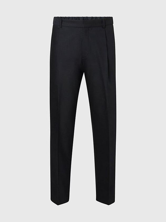 Black Calvin Klein Virgin Wool Evening Men Pants | DQWH-75296