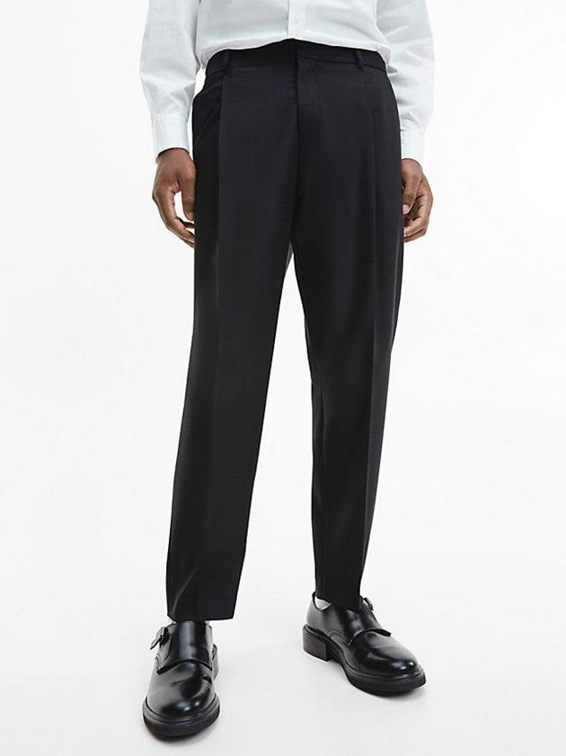 Black Calvin Klein Virgin Wool Evening Men Pants | DQWH-75296
