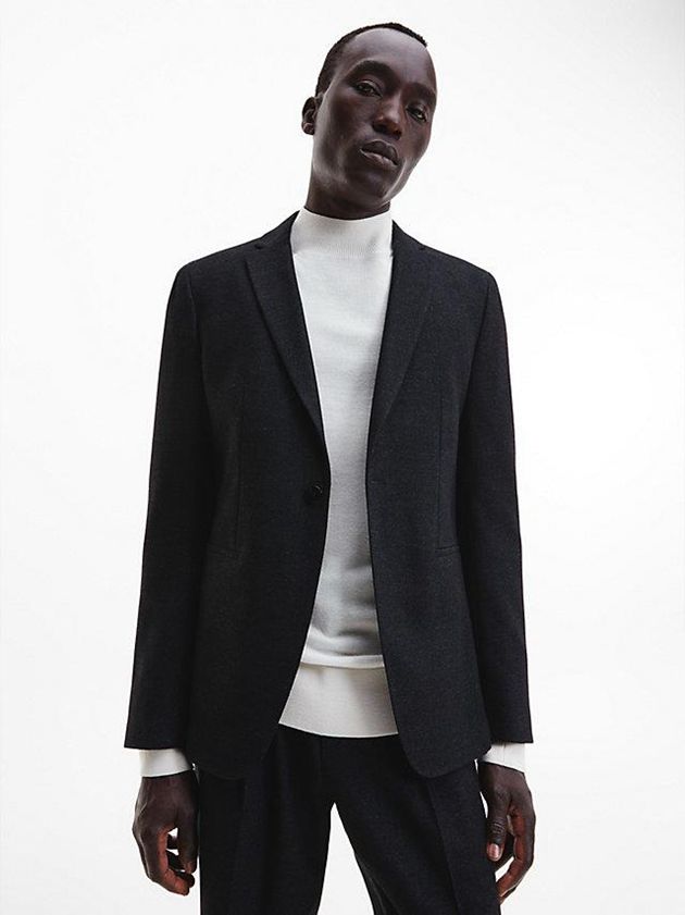 Black Calvin Klein Virgin Wool Men Blazer | XIRE-32906