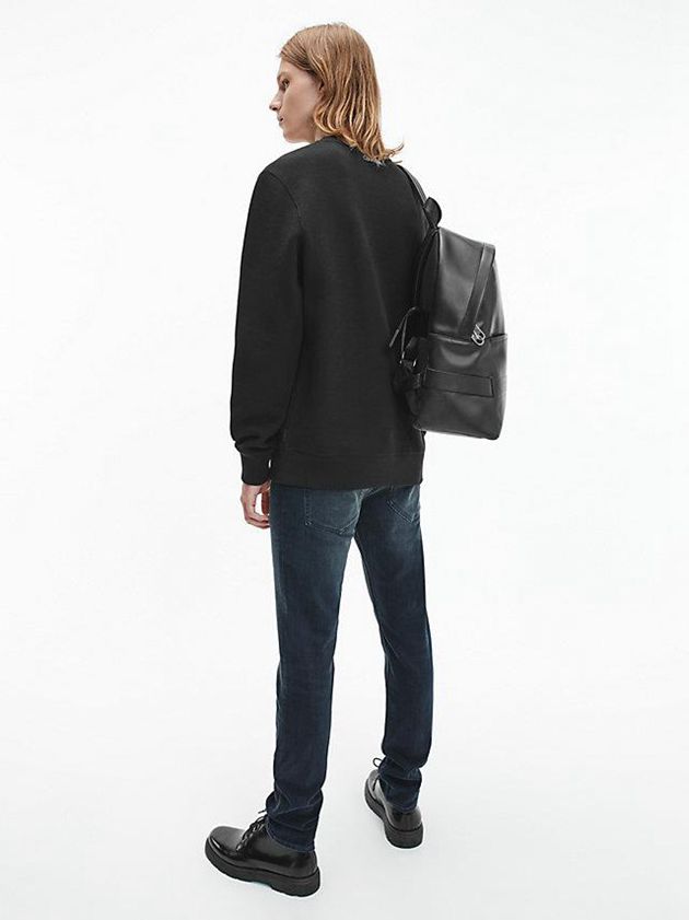 Black Calvin Klein Waffle Knit Men Sweatshirt | BXAZ-32079