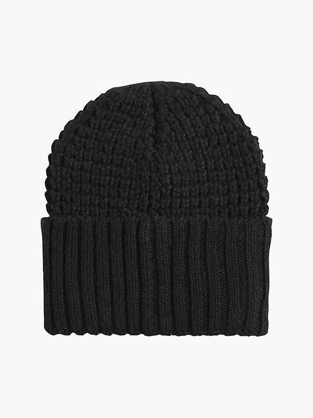 Black Calvin Klein Waffle Knit Women Beanie | UPNF-06872