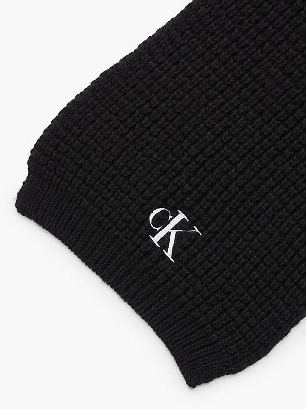 Black Calvin Klein Waffle Knit Women Scarf | ZSKR-24638