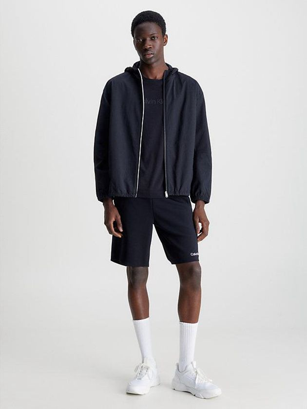 Black Calvin Klein Water-Repellent Windbreaker Men Jacket | LEXW-80174