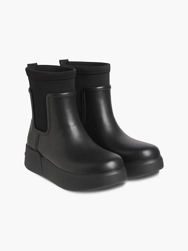 Black Calvin Klein Wedge Rain Women Boots | QLED-45703