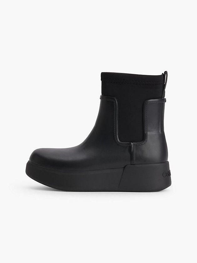 Black Calvin Klein Wedge Rain Women Boots | QLED-45703