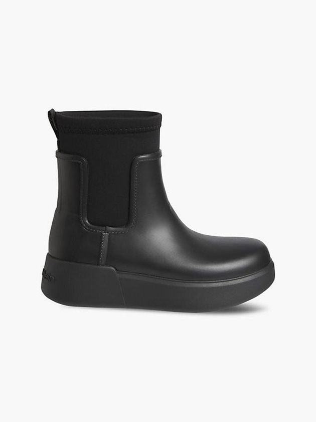 Black Calvin Klein Wedge Rain Women Boots | QLED-45703