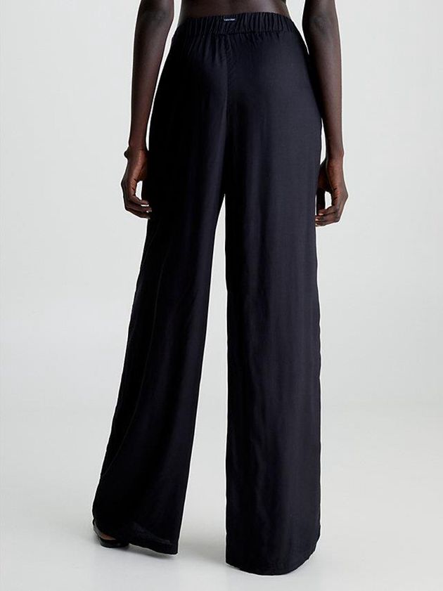 Black Calvin Klein Wide Leg Beach Women Pants | PUJB-57930