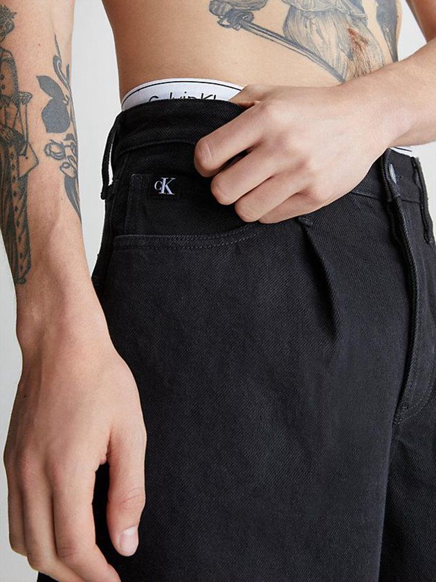 Black Calvin Klein Wide Leg Men Jeans | UJCE-35824