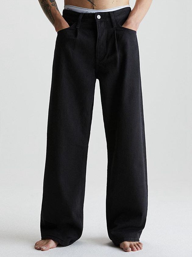 Black Calvin Klein Wide Leg Men Jeans | UJCE-35824