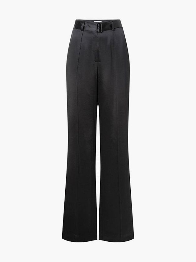 Black Calvin Klein Wide Leg Satin Women Pants | BLNM-05948