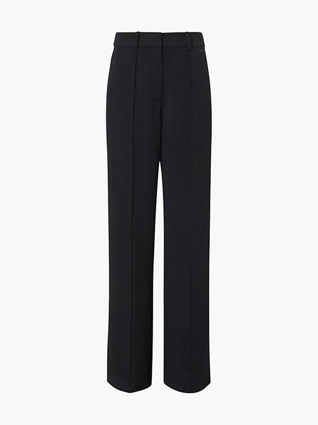 Black Calvin Klein Wide Leg Twill Women Pants | WRVT-59724