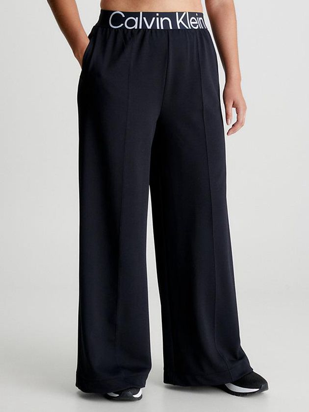 Black Calvin Klein Wide Leg Women Pants | HTEX-38526