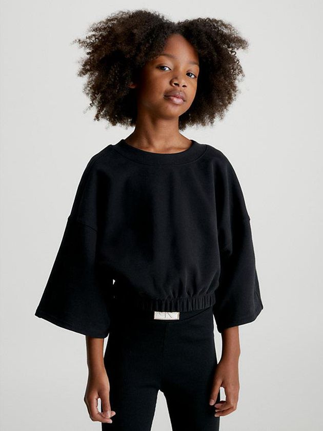 Black Calvin Klein Wide Sleeve Girls\'s Sweatshirt | YRDS-23078