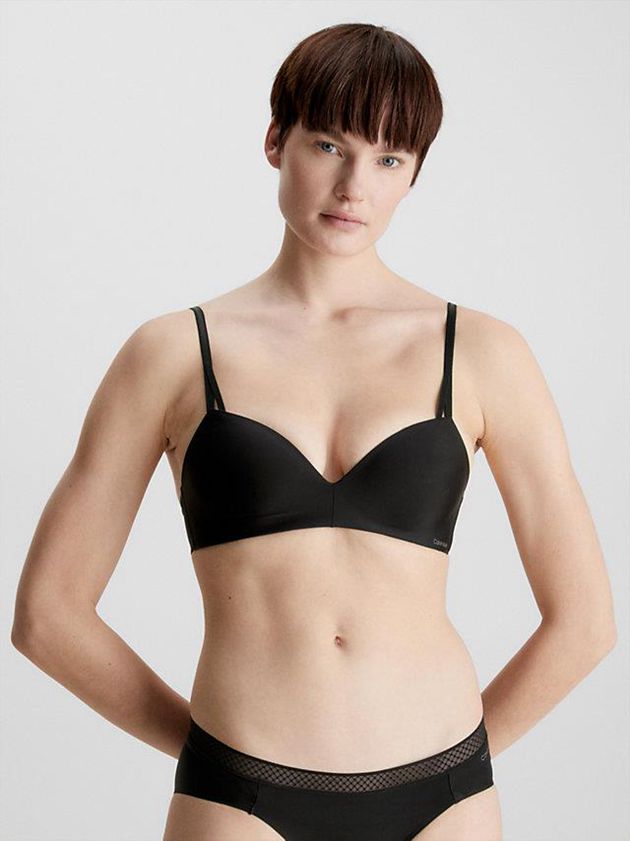 Black Calvin Klein Wireless Push-Up - Seductive Comfort Women Bra | UWMI-54230