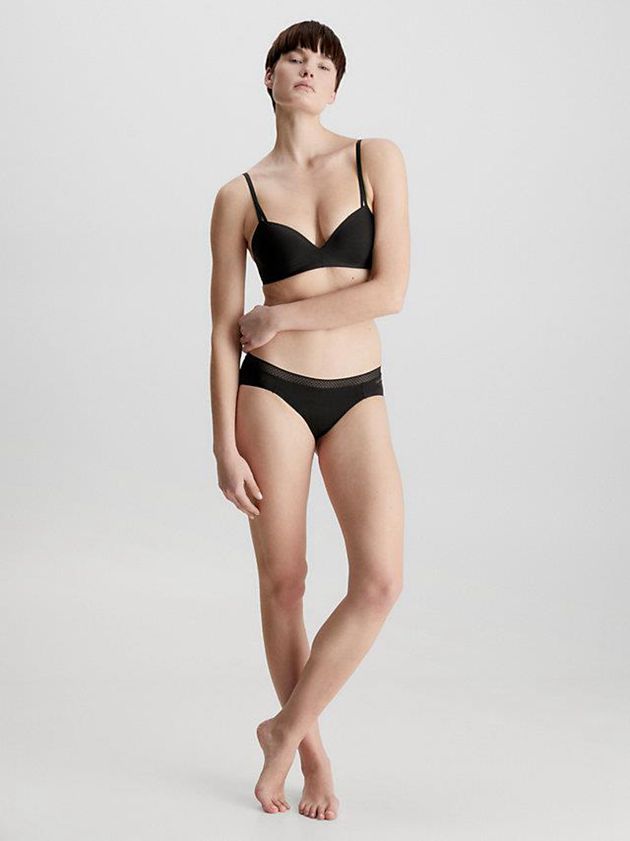 Black Calvin Klein Wireless Push-Up - Seductive Comfort Women Bra | UWMI-54230