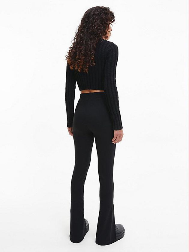 Black Calvin Klein Wool Knit Wrap Women Top | BDOX-85163