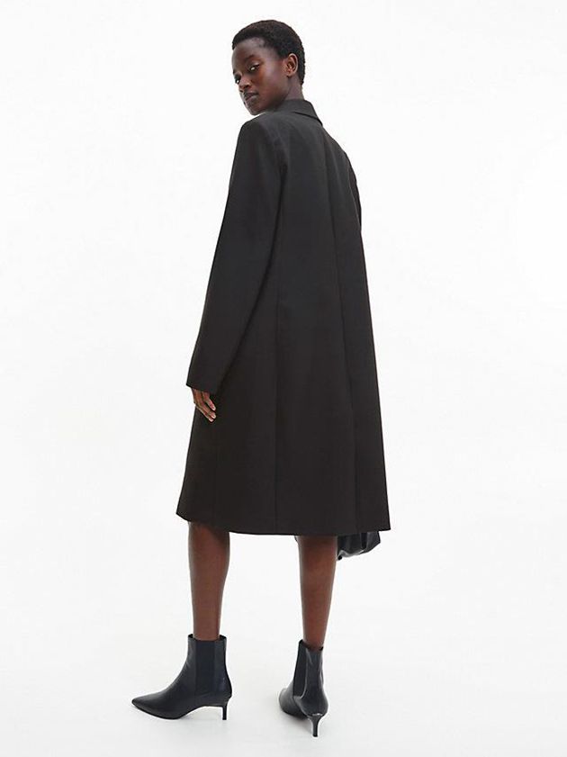 Black Calvin Klein Wool Twill Tuxedo Women Coat | BATU-86142